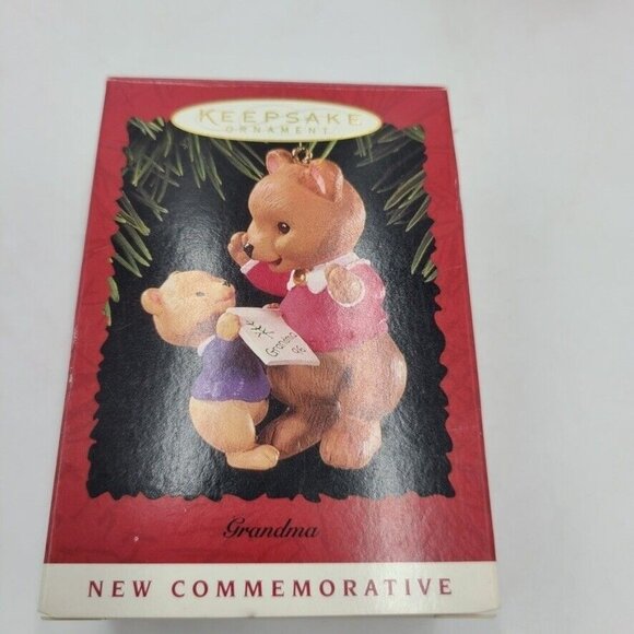 Vintage 90s Hallmark Grandma Christmas Ornament Grandpa Dogs Bears Lot 2 - Picture 2 of 8